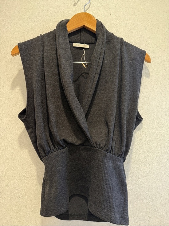 Zara Tops - ZARA Crossover Drape Neck Sleeveless Blouse Charcoal Gray Mid Weight Knit Medium